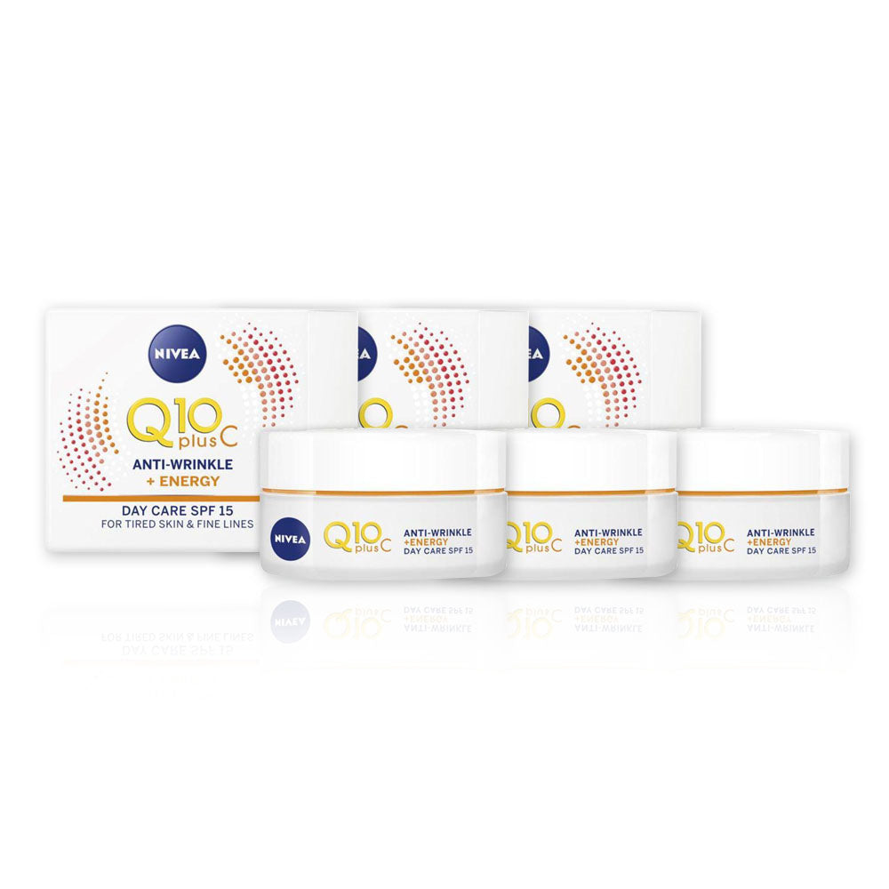 Nivea Q10 Day Face Cream Spf15 Energy 50ml - (Pack Of 3)