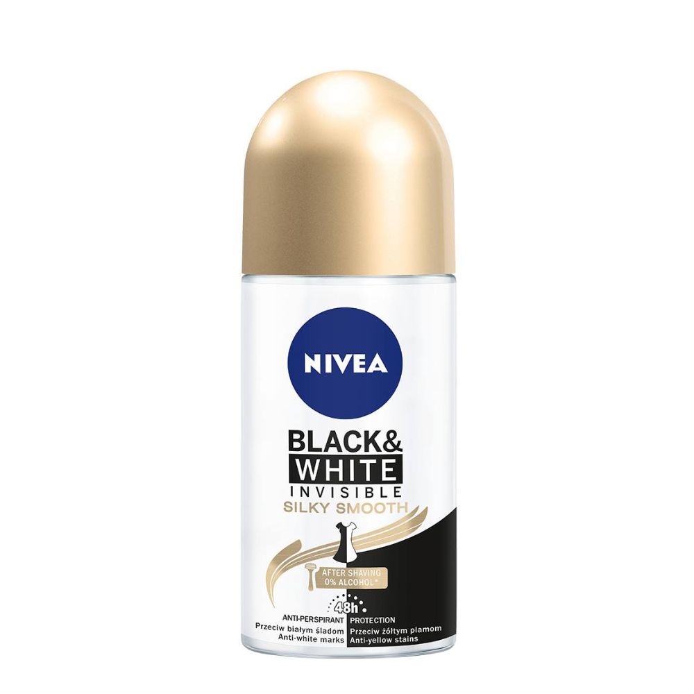 Nivea Black & White Silk Smooth Roll On Deodorant 50ml - (Pack Of 6) - Billjumla.com
