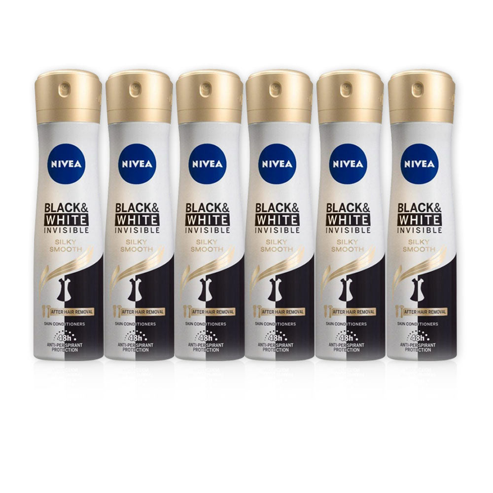 Nivea Deo Black & White Silk Soomth Deodorant 150ml - (Pack Of 6)