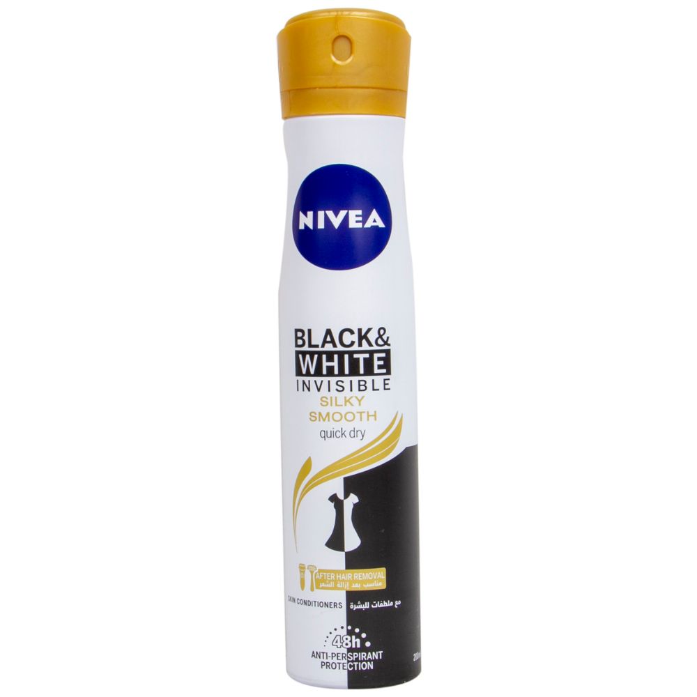 Nivea Deo Black & White Silky Smooth Female 200ml - (Pack Of 6)