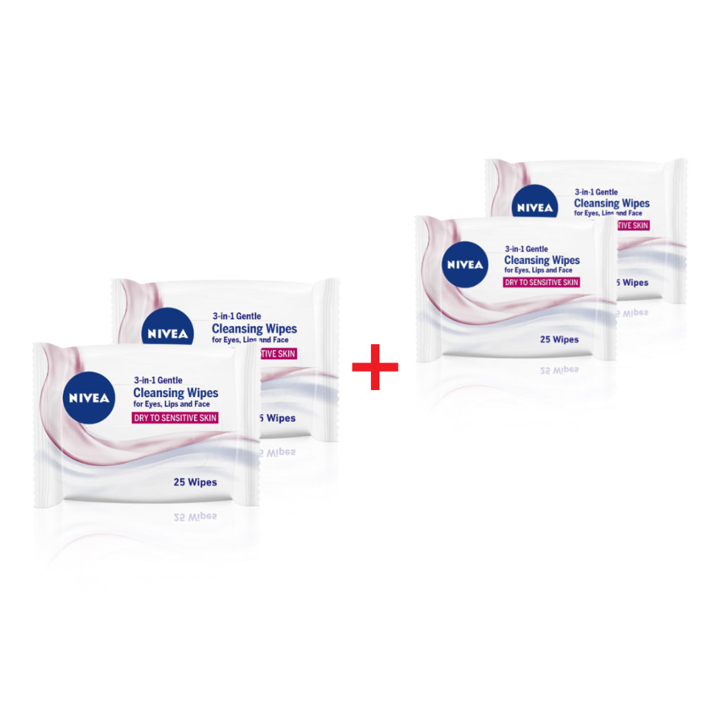 Nivea Gentle Cleansing Wipes 25 pieces - Buy 2 Get 2 Free