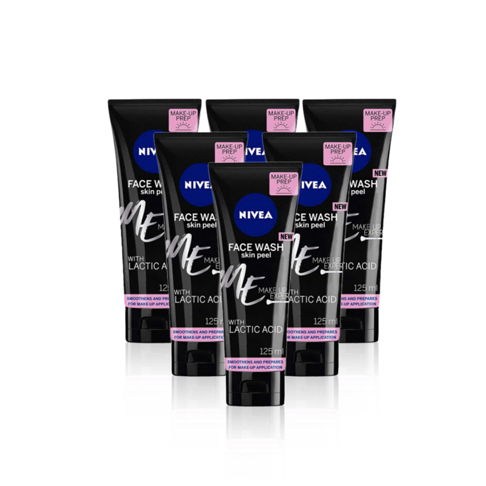Nivea Make Up Expert Pre Makeup Wash Wash مع حمض اللبنيك 125 مل (حزمة 6)