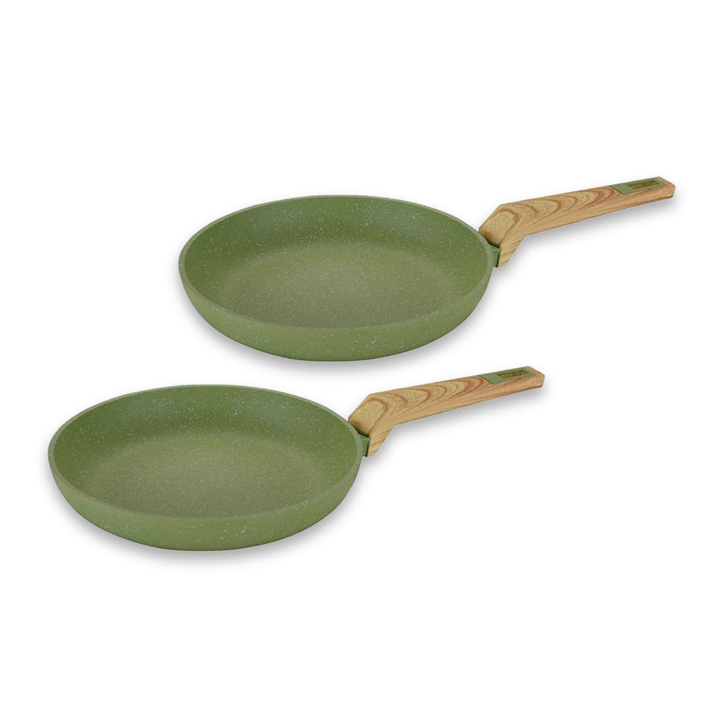 Olive Stone Non-Stick Coated Forged Aluminum Induction Friendly Round Fry Pan - Avocado Green 26 CM - (Pack Of 2)