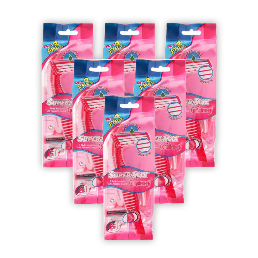 SuperMax Disposable Razor Pack Of 4+2 - Ladies (Pack Of 6 Pieces)