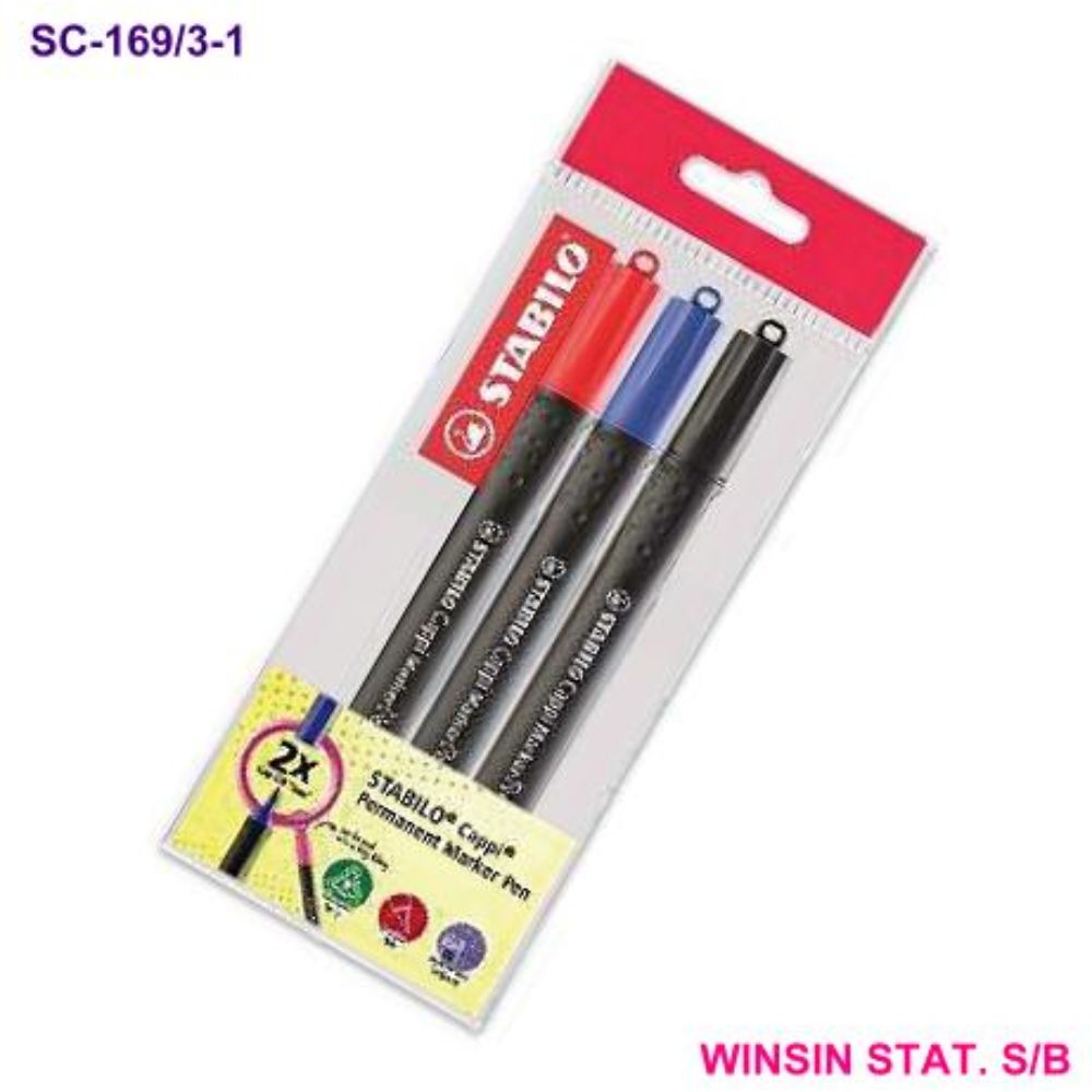قلم ماركر ستابيلو كابي الدائم - 3 قطع (عبوة من 4 قطع)