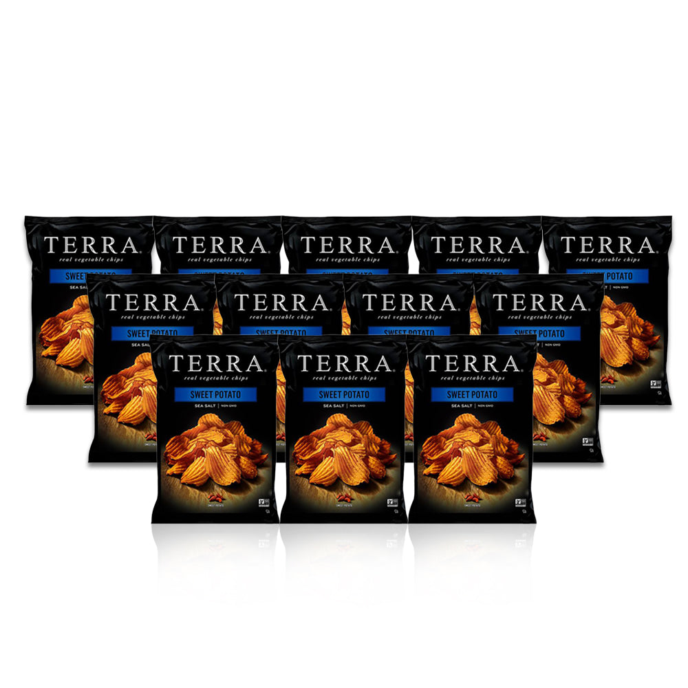 تيرا - شيبس البطاطا الحلوة المجعدة بملح البحر 30 جرام - (عبوة من 24 قطعة)