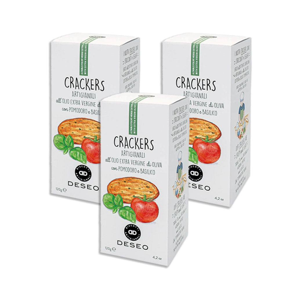 Deseo Crackers Tomato and Basil 120g (حزمة 3)