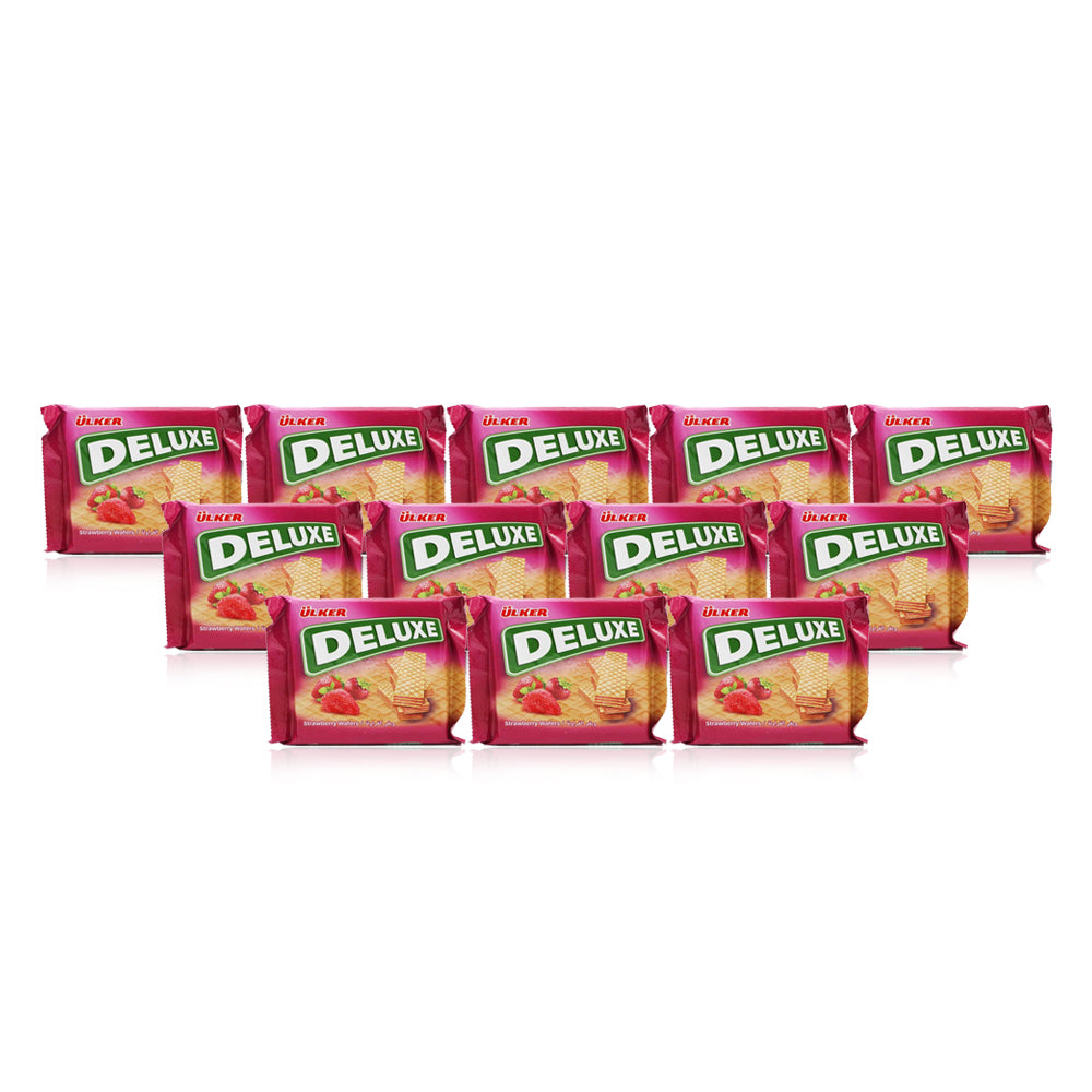 Ulker Deluxe Wafer with Strawberry 39G - (6 Packs of 24 pieces)
