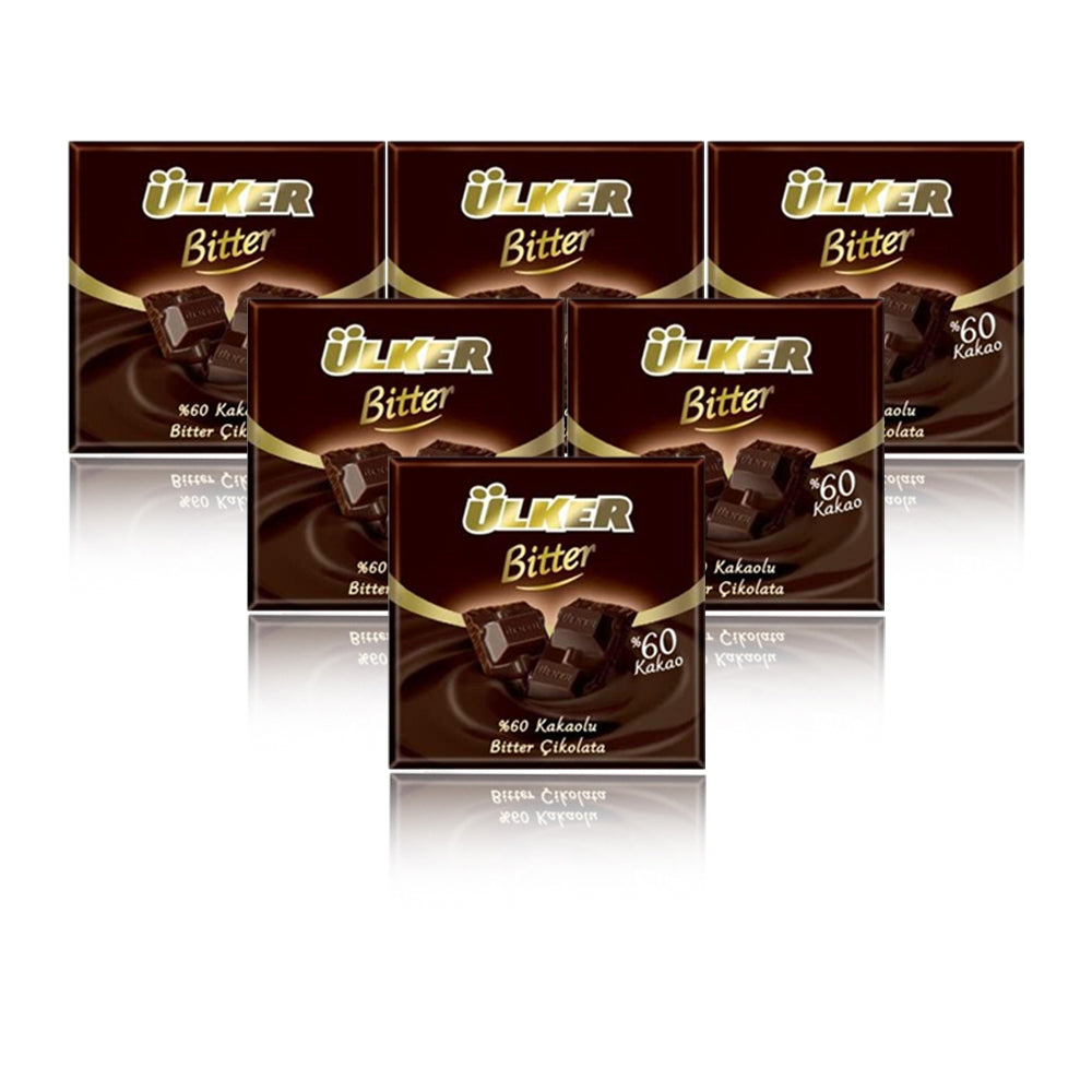 Ulker Square 60% Bitter Chocolate 60g - (Pack Of 6 pieces)
