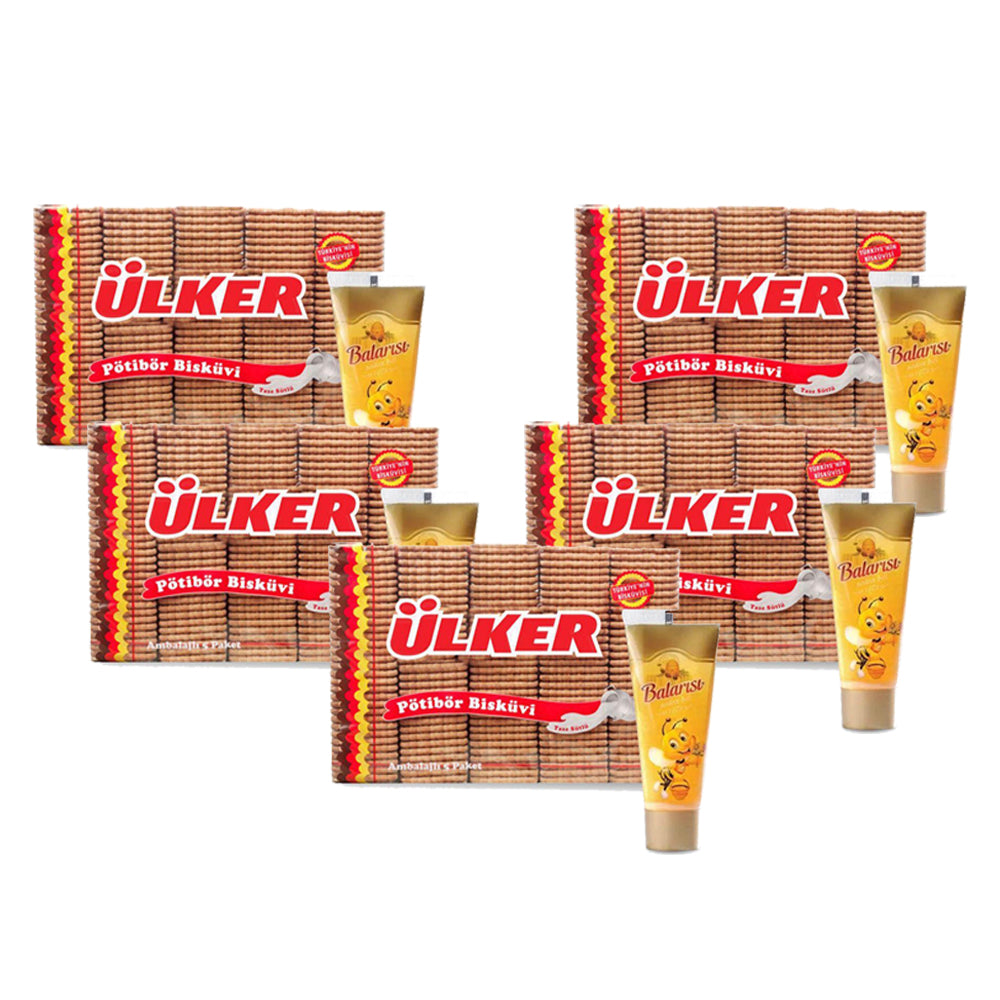 Ulker Petit Beurre 1Kg + Balarisi Tube Pine Honey 90G - (Pack Of 5)