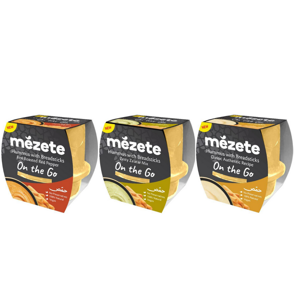 Mezete On the Go Hummus Variety Pack (4 of Each - Total 12 Pieces)