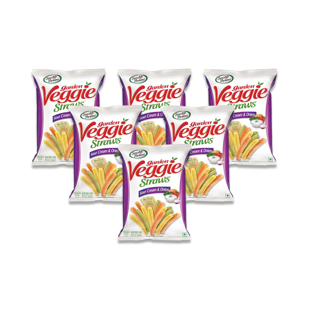 Sensible Portions Veggie Straws Sour Cream and Onion 120g - (Pack of 6)