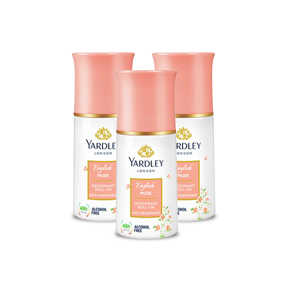 Yardley Roll On English Musk For Women 50ml - (Pack of 3)