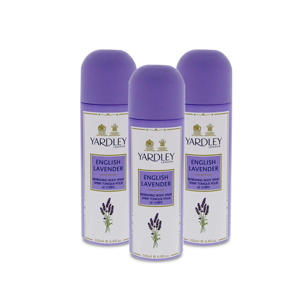 Yardley English Lavender Body Spray For Women 200ml - (Pack of 3)