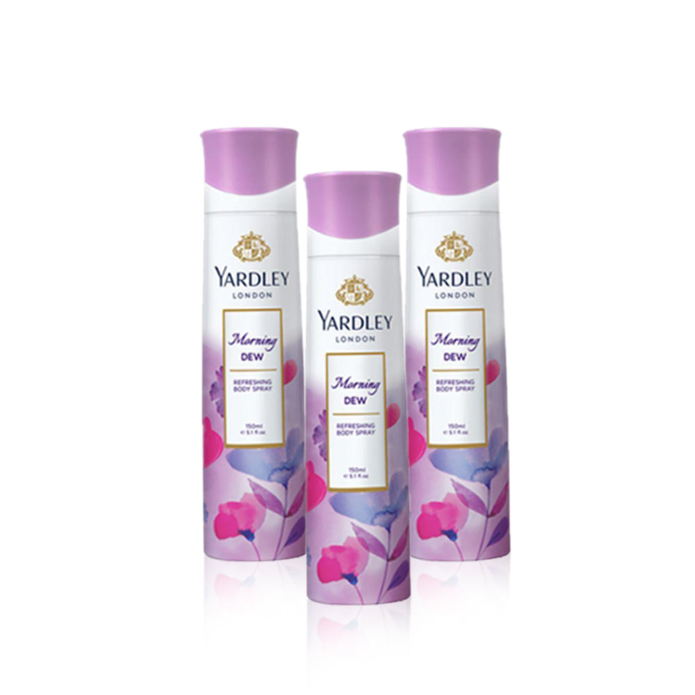 Yardley Morning Dew Body Spray For Women 150ml - (Pack of 3)