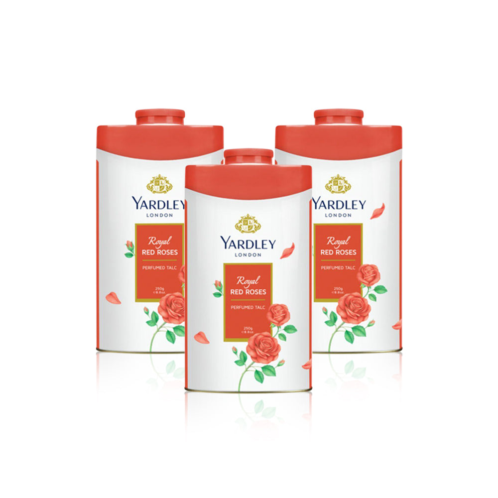Yardley Red Rose Talc 250g - (Pack of 3)
