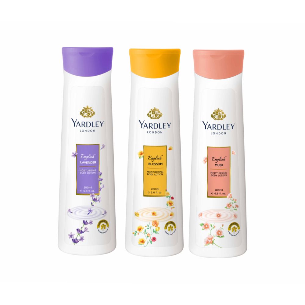 Yardley Body Lotion (Lavender+Blossom+Musk) 200ml (Pack of 3 - Total 9 Pieces)