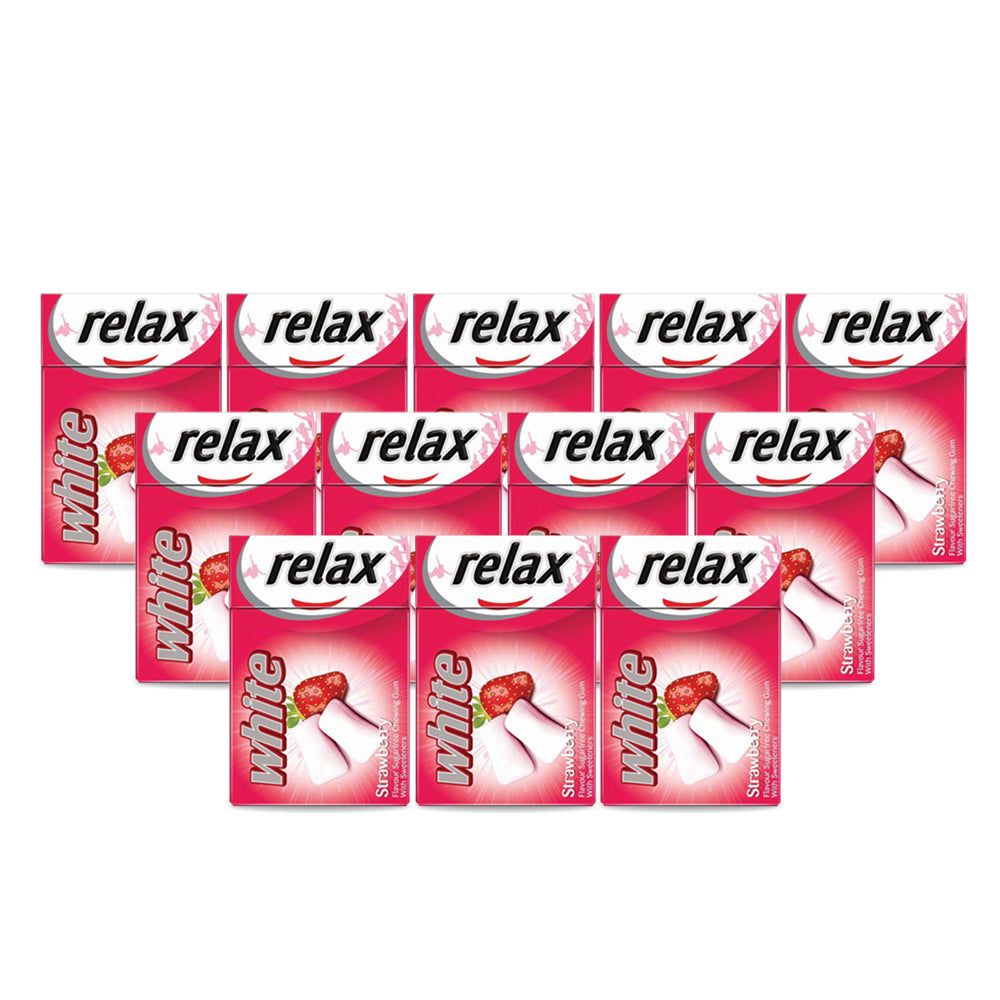 Relax White Strawberry Flavoured Sugar Free Chewing Gum 21.5g (Pack of 16)