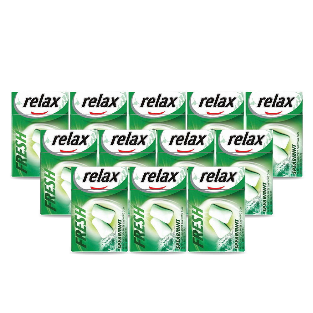 Relax Fresh Spearmint Flavoured Sugar Free Chewing Gum 21.25g (Pack of 16)