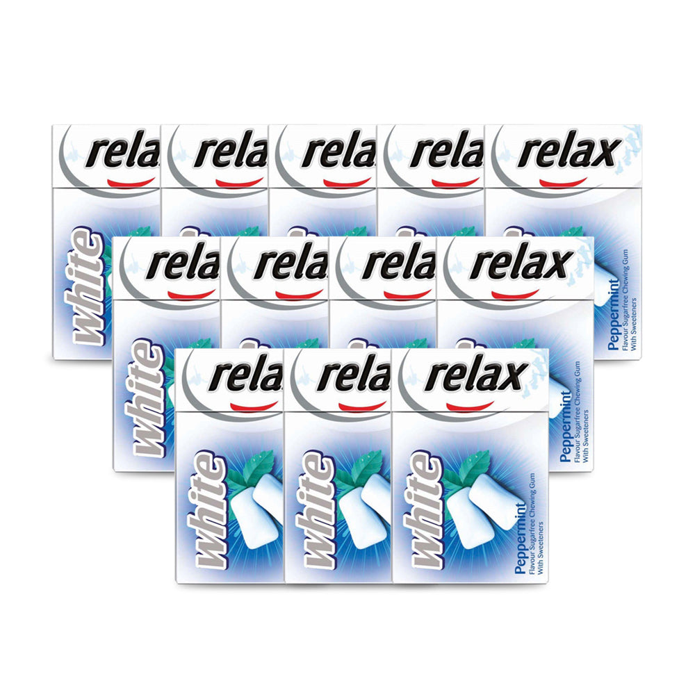 Relax White Peppermint Flavoured Sugar Free Chewing Gum 21.25g (Pack of 16)
