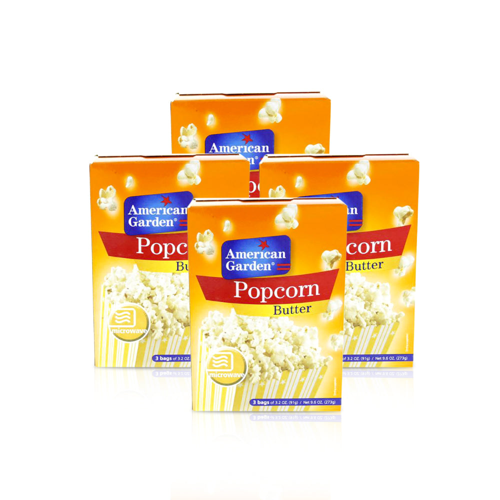 American Garden Microwave Popcorn Butter 91g X 3 Bags (Pack of 4)