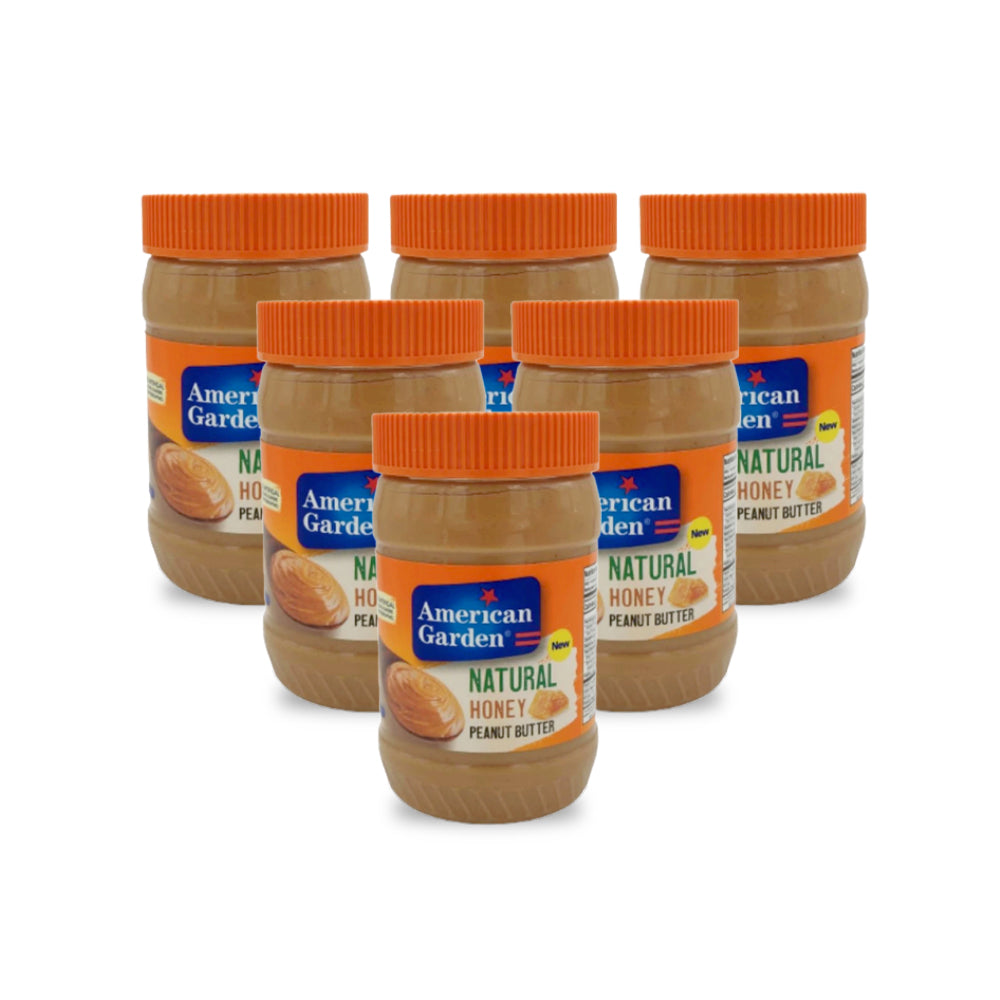 American Garden Natural Peanut Butter Honey 450g (Pack of 6)