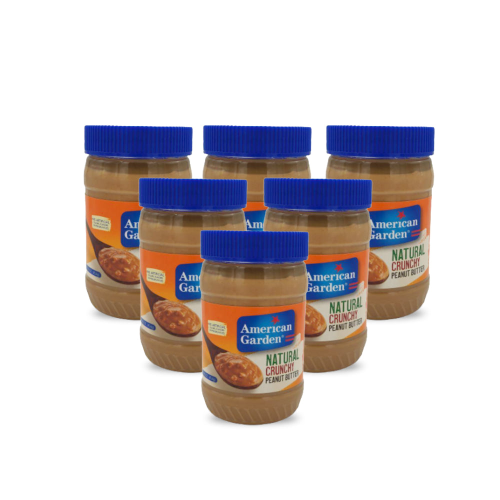 American Garden Natural Crunchy Peanut Butter 450g (Pack of 6)