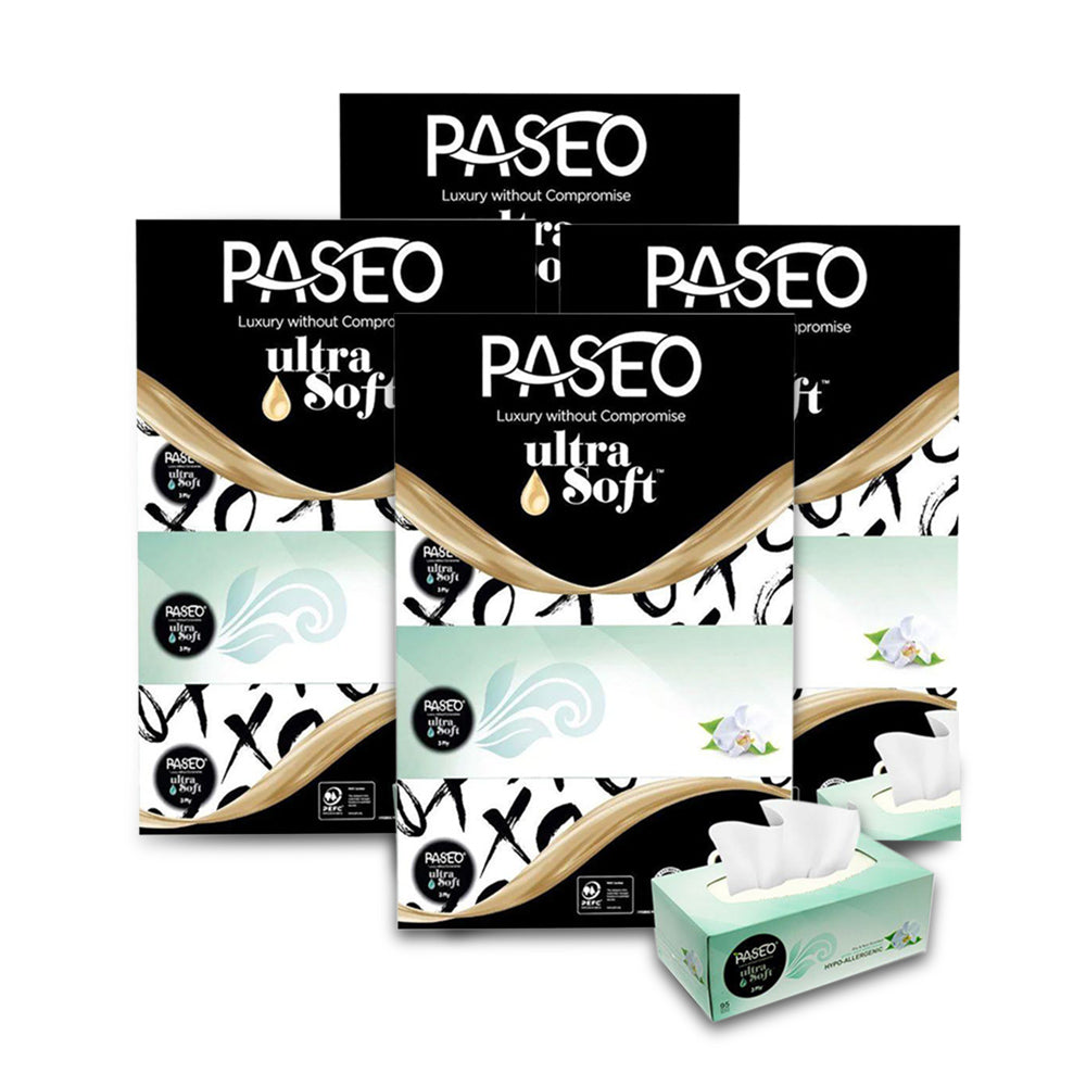 Paseo Face Tissues Hypoallergenic 3 Ply - Total 24 Boxes