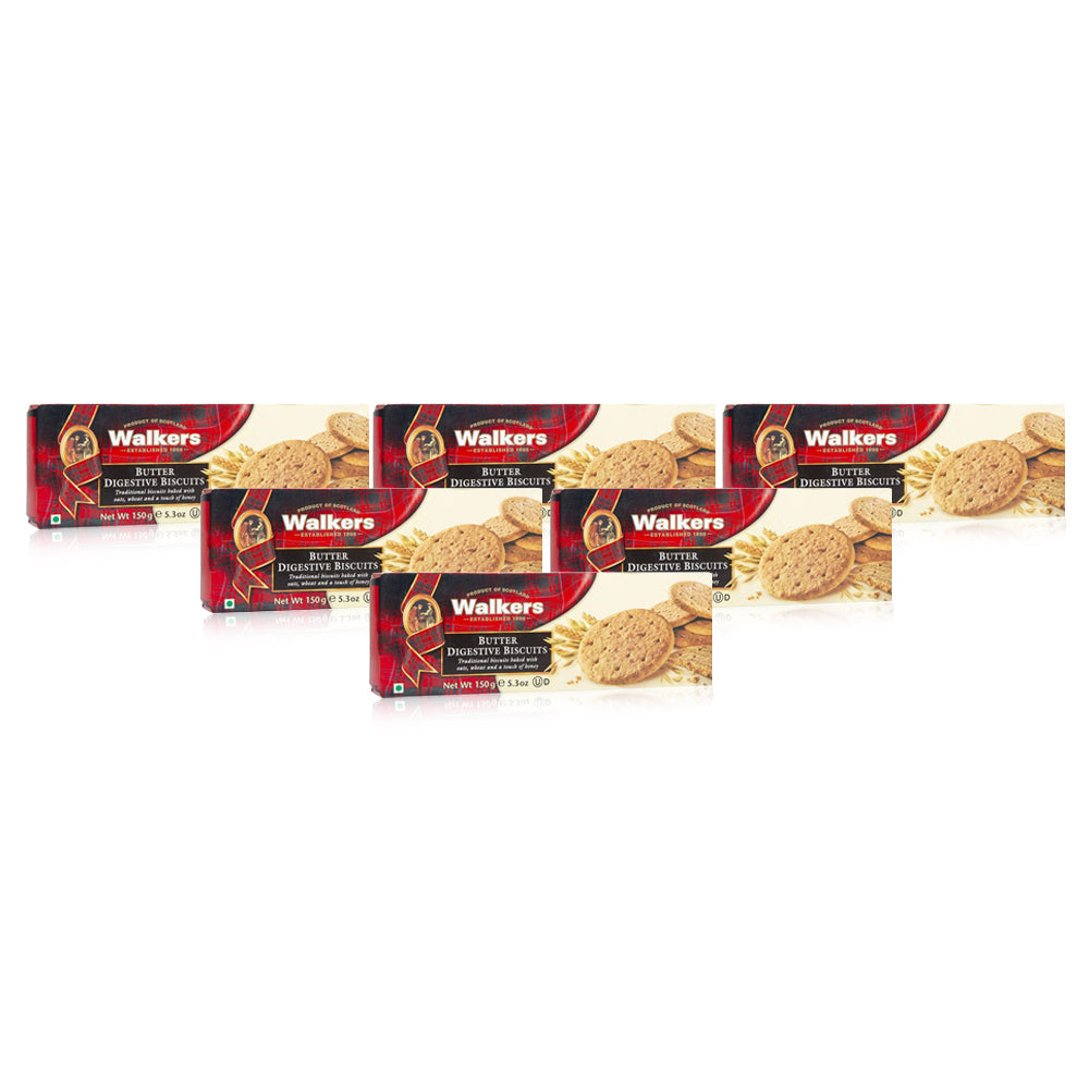 Walkers Shortbread Butter Digestive Biscuits 150g - (Pack of 6)
