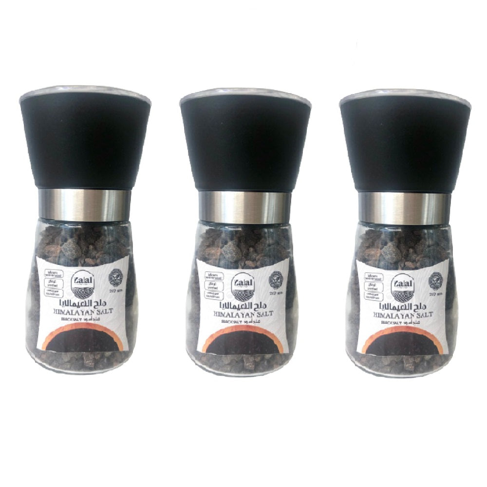 Zalal Himalayan Black Salt Grinder 200g (Pack of 3)