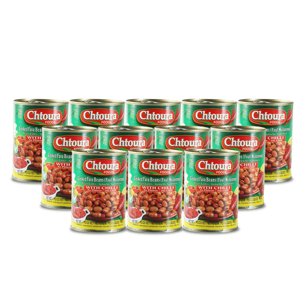 Chtoura Food Cooked Fava Beans with Chilli 400g - (Pack of 24)
