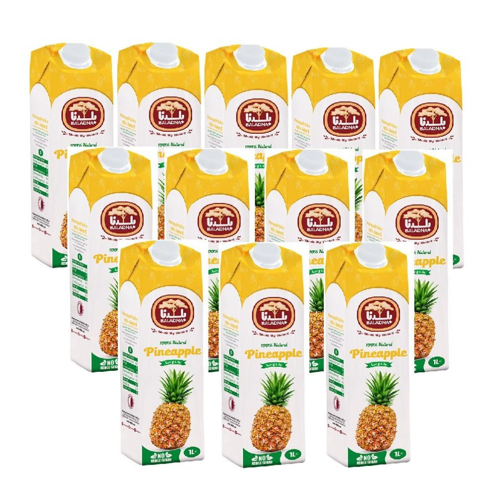Baladna Long Life Pineapple Juice 1L - Pack of 12