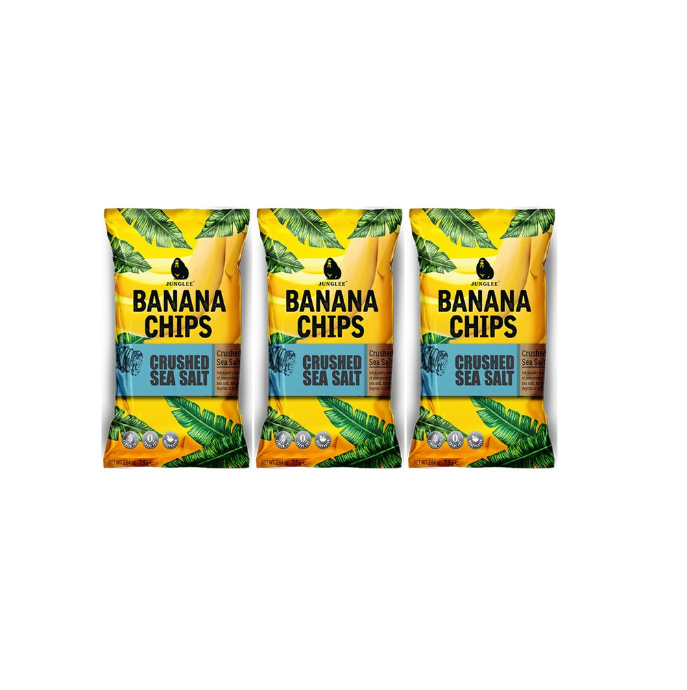 Junglee Jack Banana Chips in Crushed Sea Salt 75g - (Pack of 3)