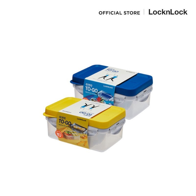 صندوق غداء لوك آند لوك تو جو مكون من 3 أقسام سعة 1.0 لتر (صندوق أدوات المائدة والصلصة) أزرق